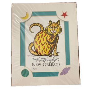 New Orleans Chili Pepper Kitty print Jamie Hayes Signed Matted 34/100